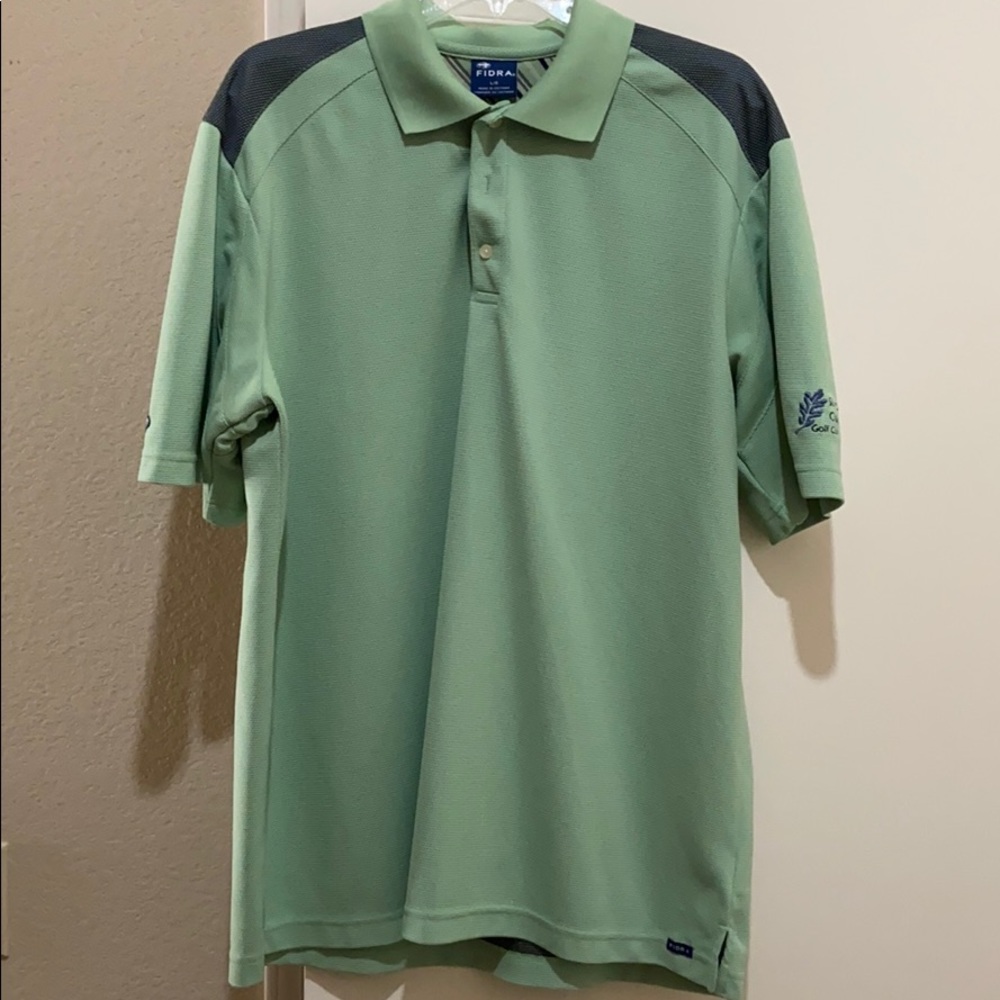 Men’s Fidra Golf Polo w logo. Sz LG